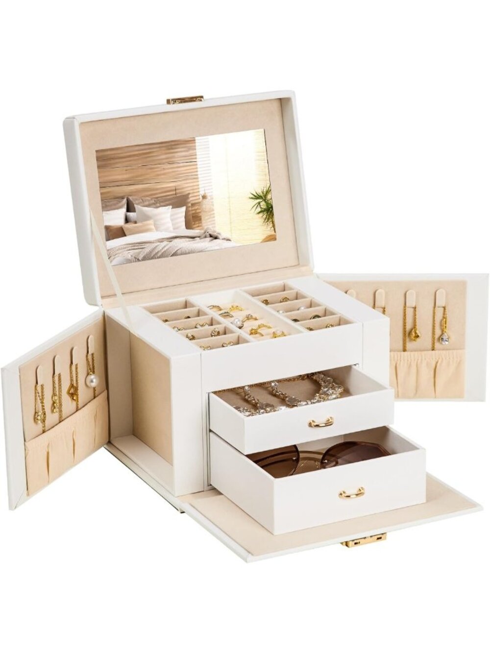 3-Layer Lockable Jewelry Box Organizer for Girls - Safe Storage with Key